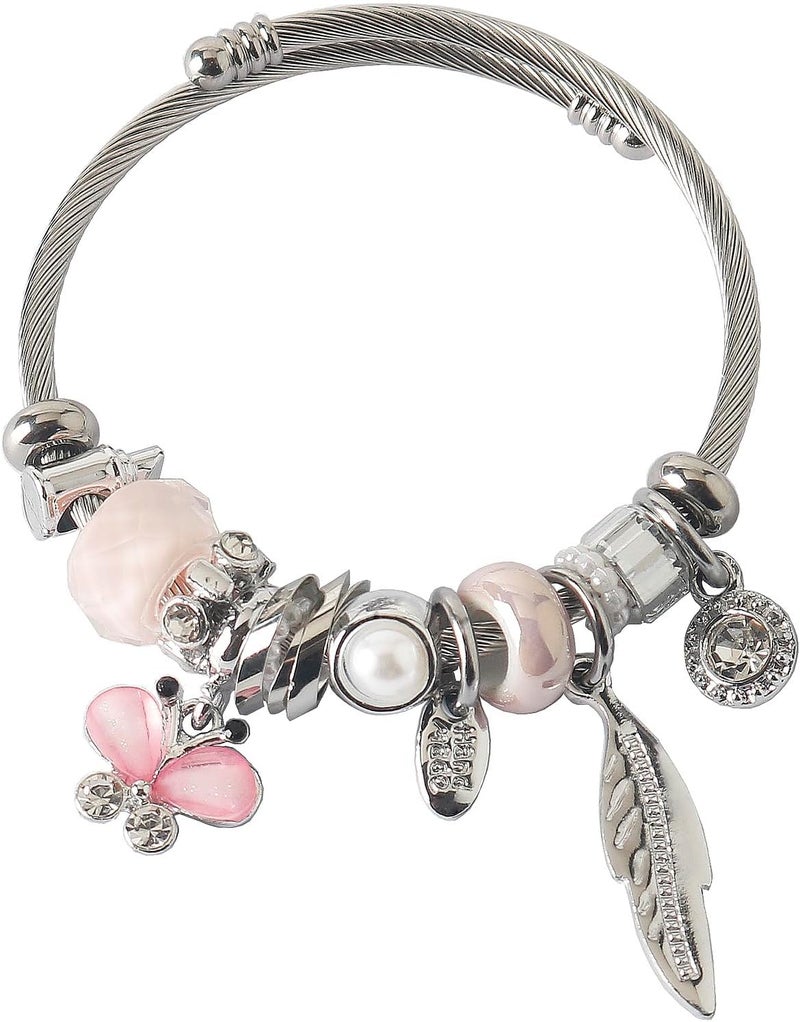 DS Charm Bracelets for girls,exquisite cute cartoon friendship bracelets Silver Stainless Steel Bangle with birthday Gift box, Adjustable girls jewelry Suitable for holiday gifts - Image 1